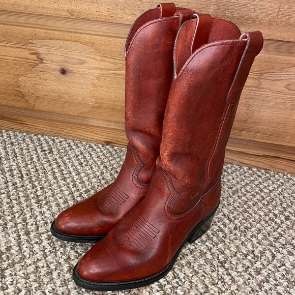 Vintage Rare Land Rover for Thom McAn Genuine Leather Cowboy Boots - Oxblood - Picture 1 of 16